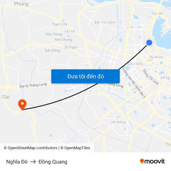Nghĩa Đô to Đồng Quang map