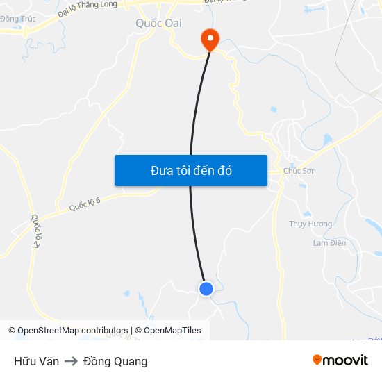 Hữu Văn to Đồng Quang map