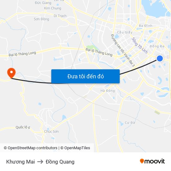 Khương Mai to Đồng Quang map