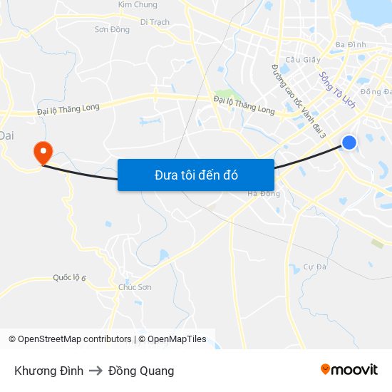 Khương Đình to Đồng Quang map