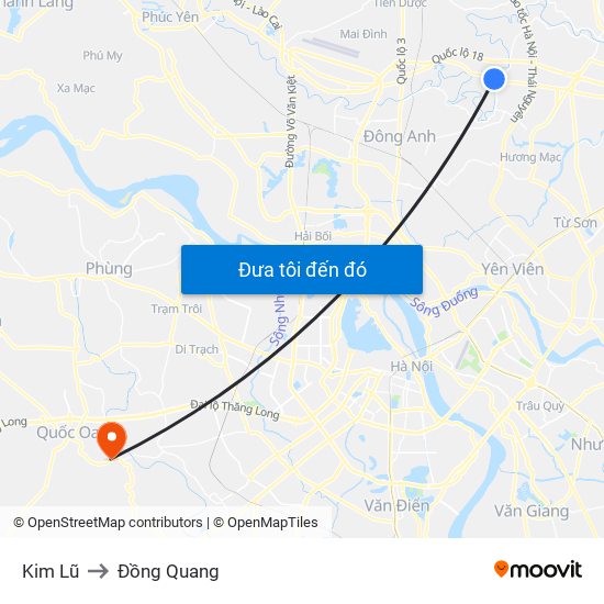 Kim Lũ to Đồng Quang map