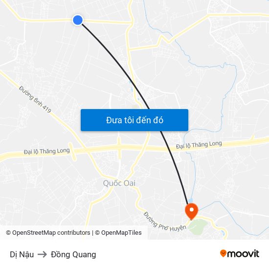 Dị Nậu to Đồng Quang map