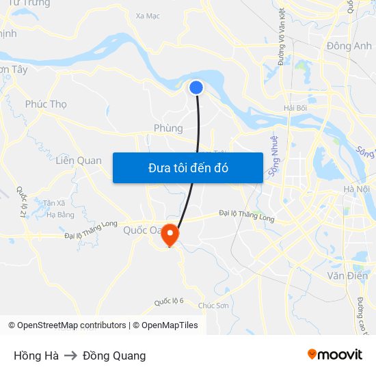 Hồng Hà to Đồng Quang map