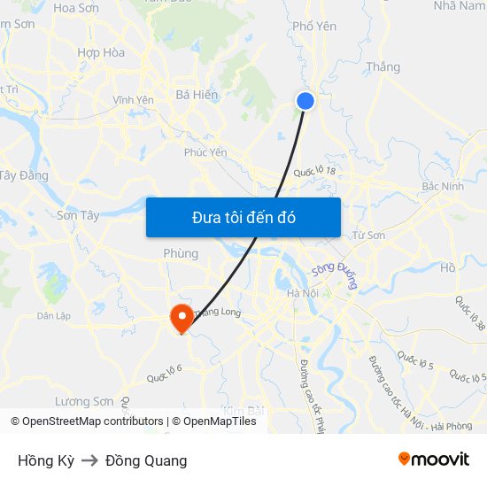 Hồng Kỳ to Đồng Quang map