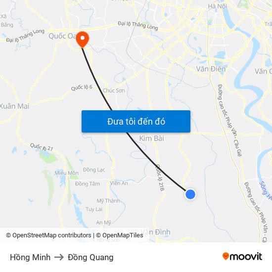 Hồng Minh to Đồng Quang map