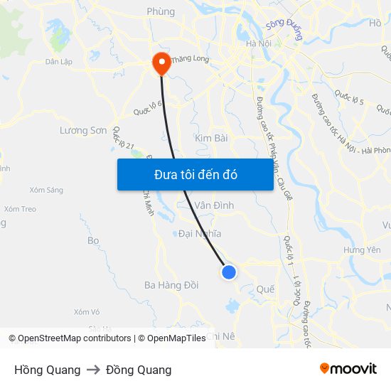 Hồng Quang to Đồng Quang map