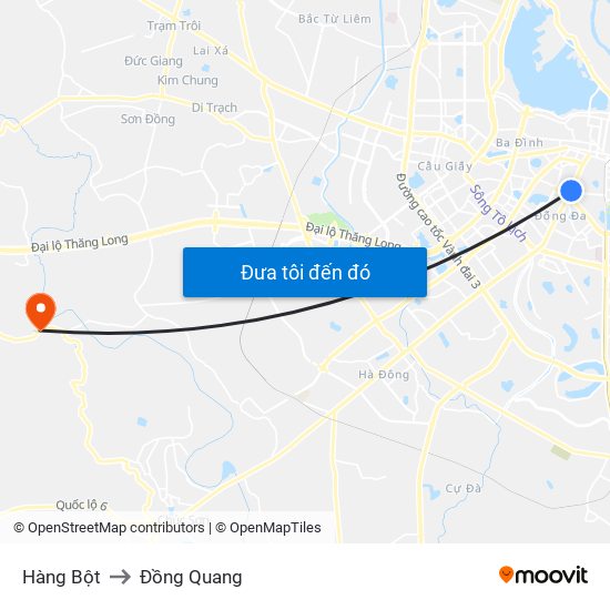 Hàng Bột to Đồng Quang map