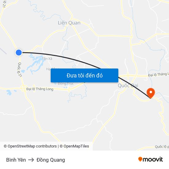 Bình Yên to Đồng Quang map
