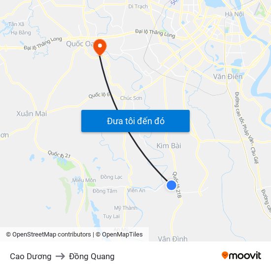 Cao Dương to Đồng Quang map