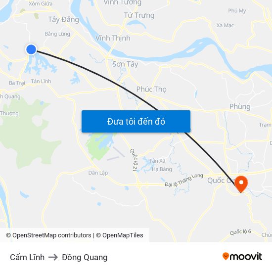 Cẩm Lĩnh to Đồng Quang map