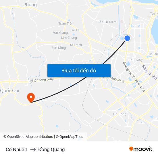 Cổ Nhuế 1 to Đồng Quang map