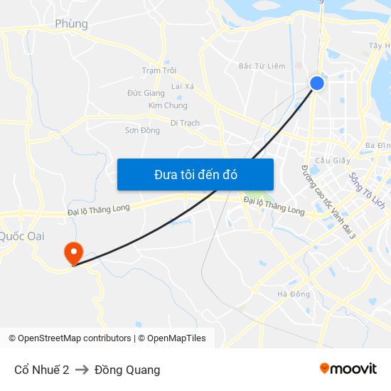 Cổ Nhuế 2 to Đồng Quang map