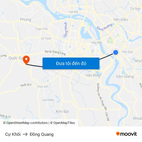 Cự Khối to Đồng Quang map