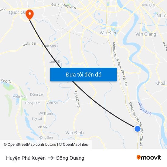 Huyện Phú Xuyên to Đồng Quang map