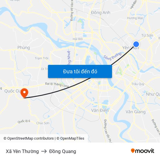 Xã Yên Thường to Đồng Quang map