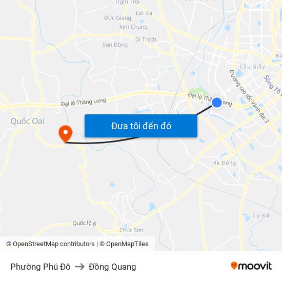 Phường Phú Đô to Đồng Quang map