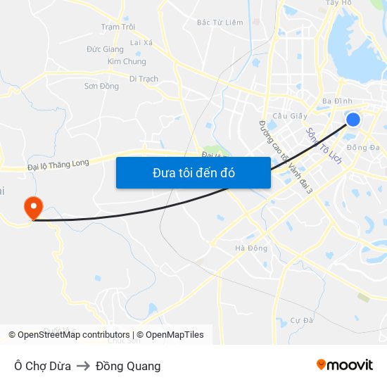 Ô Chợ Dừa to Đồng Quang map