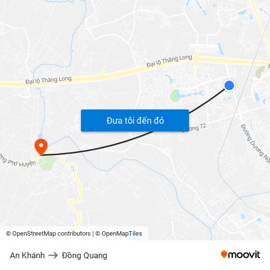 An Khánh to Đồng Quang map
