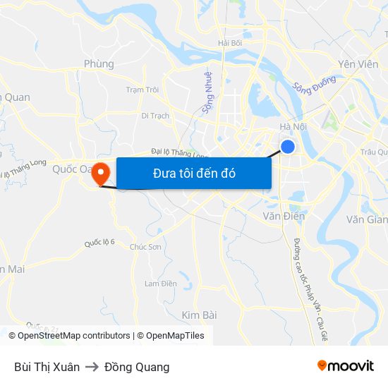 Bùi Thị Xuân to Đồng Quang map