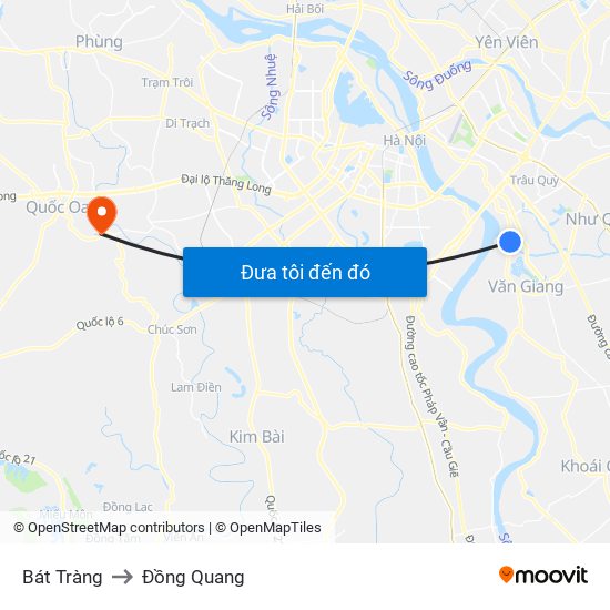 Bát Tràng to Đồng Quang map