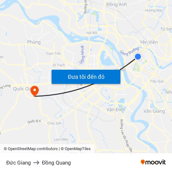 Đức Giang to Đồng Quang map