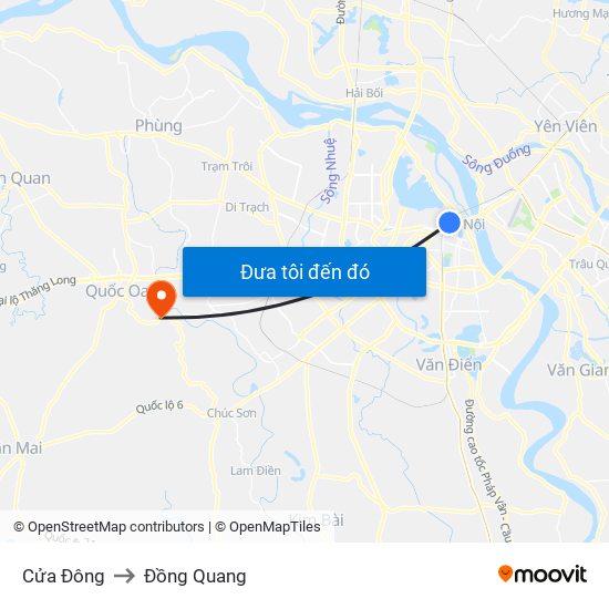 Cửa Đông to Đồng Quang map