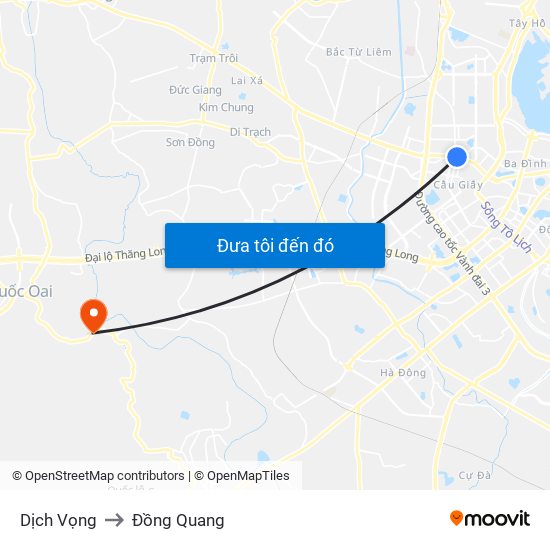 Dịch Vọng to Đồng Quang map