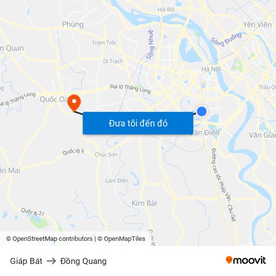 Giáp Bát to Đồng Quang map