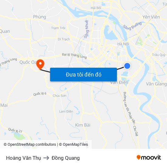 Hoàng Văn Thụ to Đồng Quang map