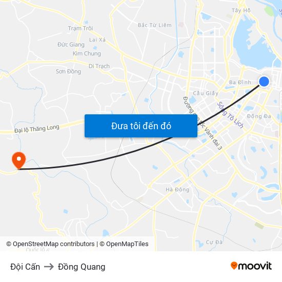 Đội Cấn to Đồng Quang map