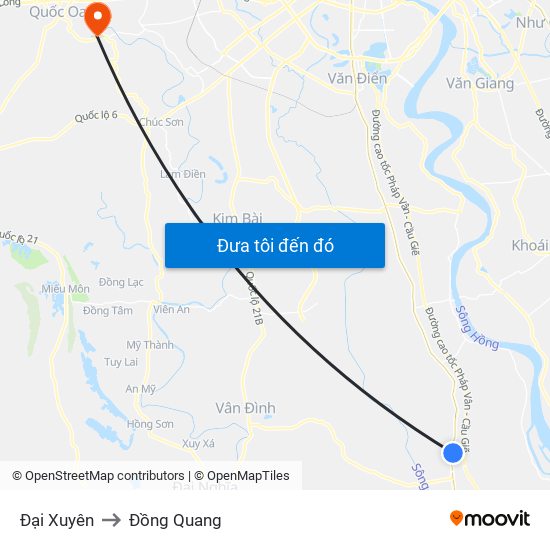 Đại Xuyên to Đồng Quang map