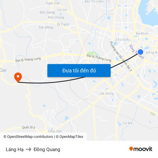 Láng Hạ to Đồng Quang map