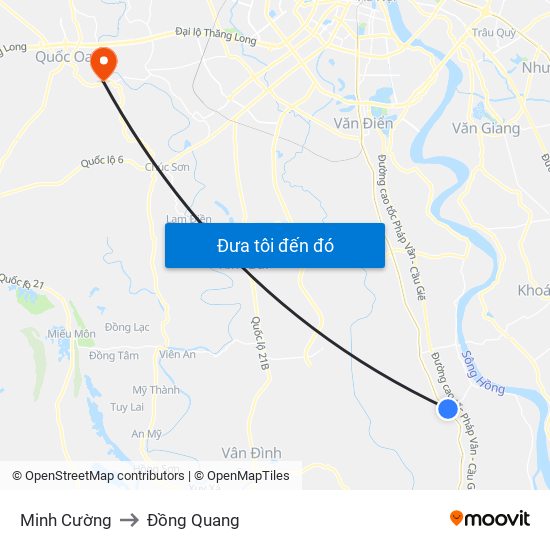 Minh Cường to Đồng Quang map