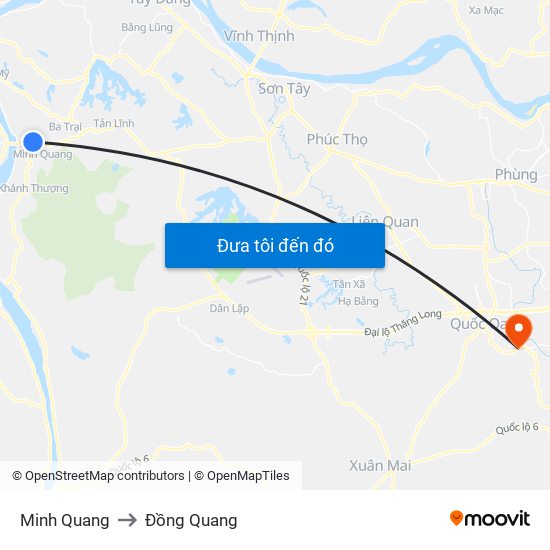 Minh Quang to Đồng Quang map