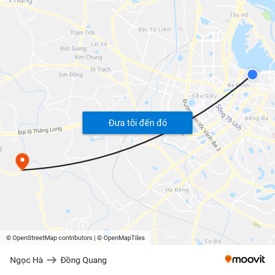 Ngọc Hà to Đồng Quang map