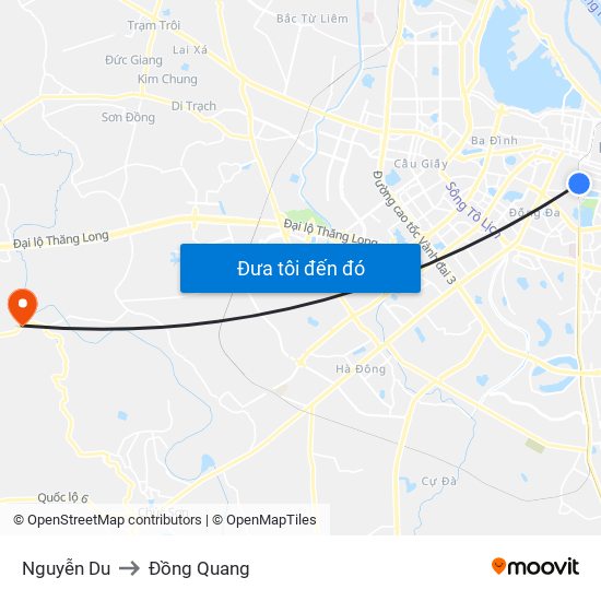 Nguyễn Du to Đồng Quang map