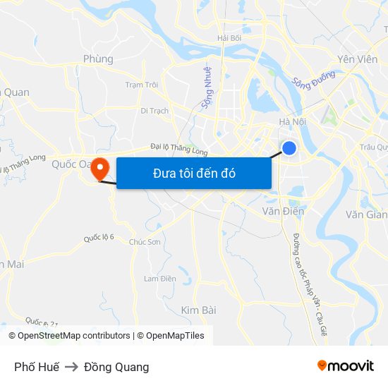 Phố Huế to Đồng Quang map