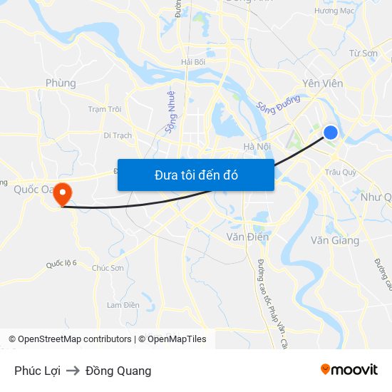 Phúc Lợi to Đồng Quang map