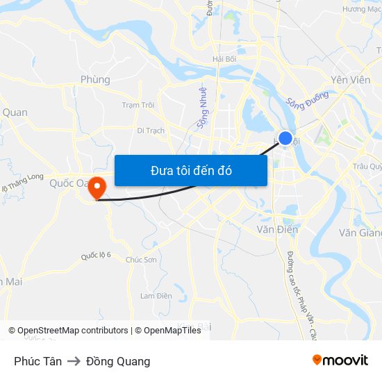 Phúc Tân to Đồng Quang map