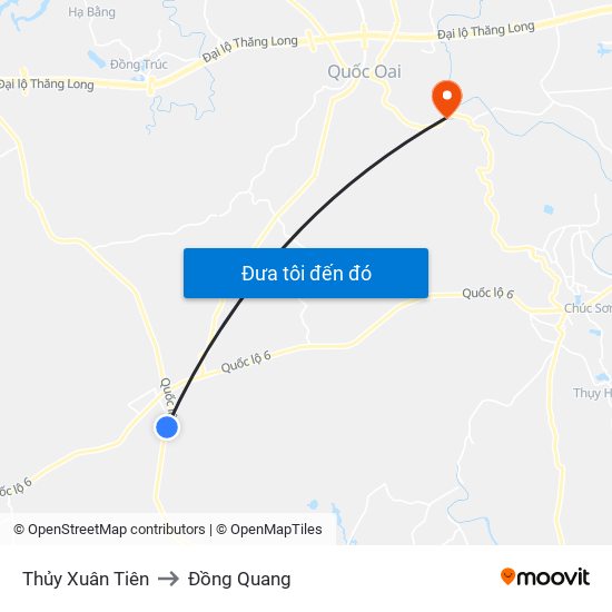 Thủy Xuân Tiên to Đồng Quang map