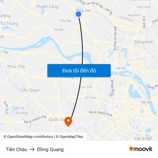 Tiền Châu to Đồng Quang map