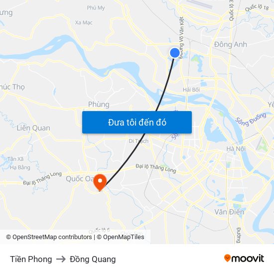 Tiền Phong to Đồng Quang map