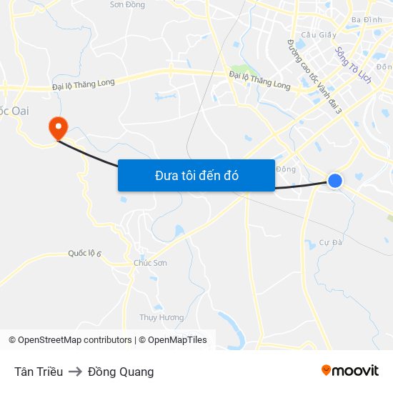 Tân Triều to Đồng Quang map