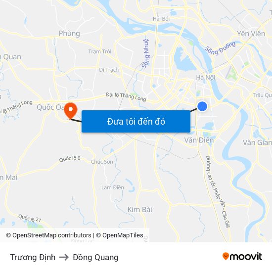 Trương Định to Đồng Quang map