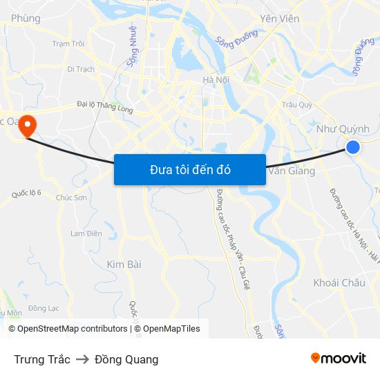 Trưng Trắc to Đồng Quang map