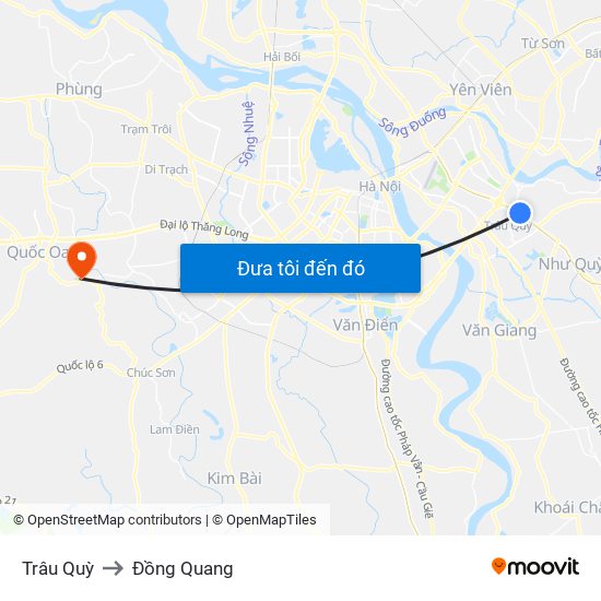 Trâu Quỳ to Đồng Quang map