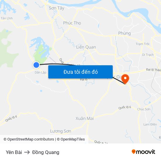 Yên Bài to Đồng Quang map