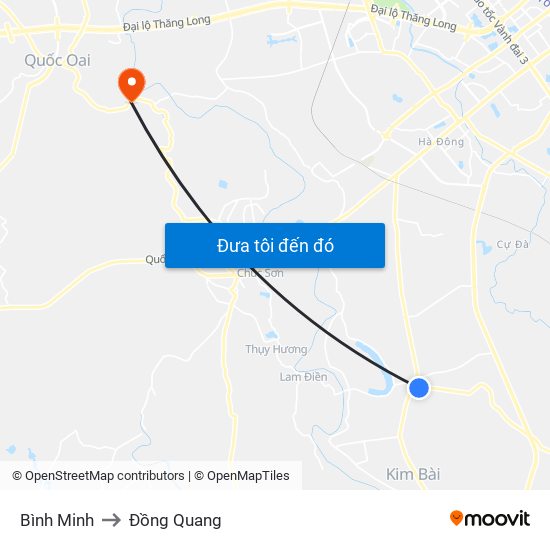 Bình Minh to Đồng Quang map
