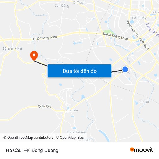 Hà Cầu to Đồng Quang map