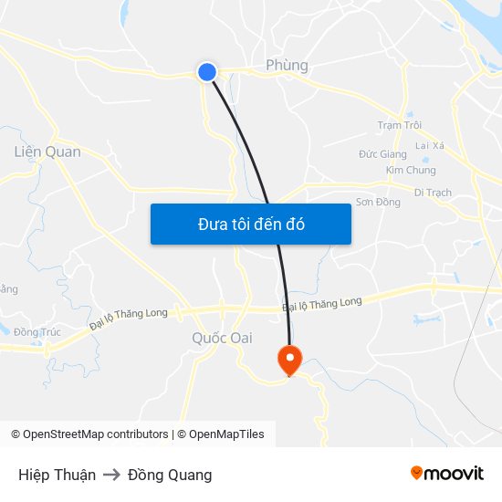 Hiệp Thuận to Đồng Quang map